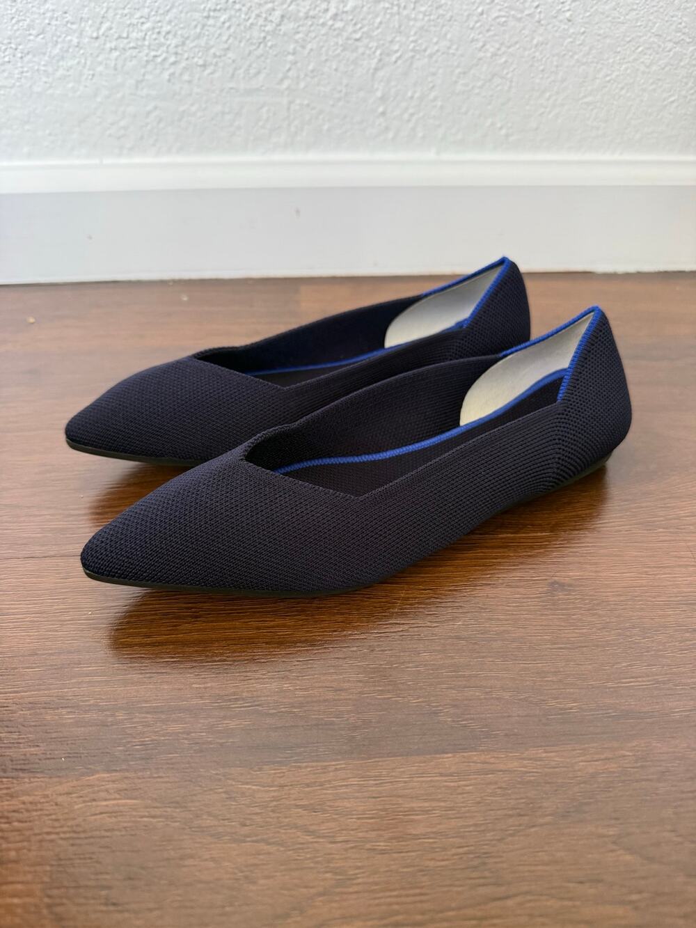 Rothy’s The Point Toe Navy Blue Ballet Flats Sz 7 Washable Work Office Career